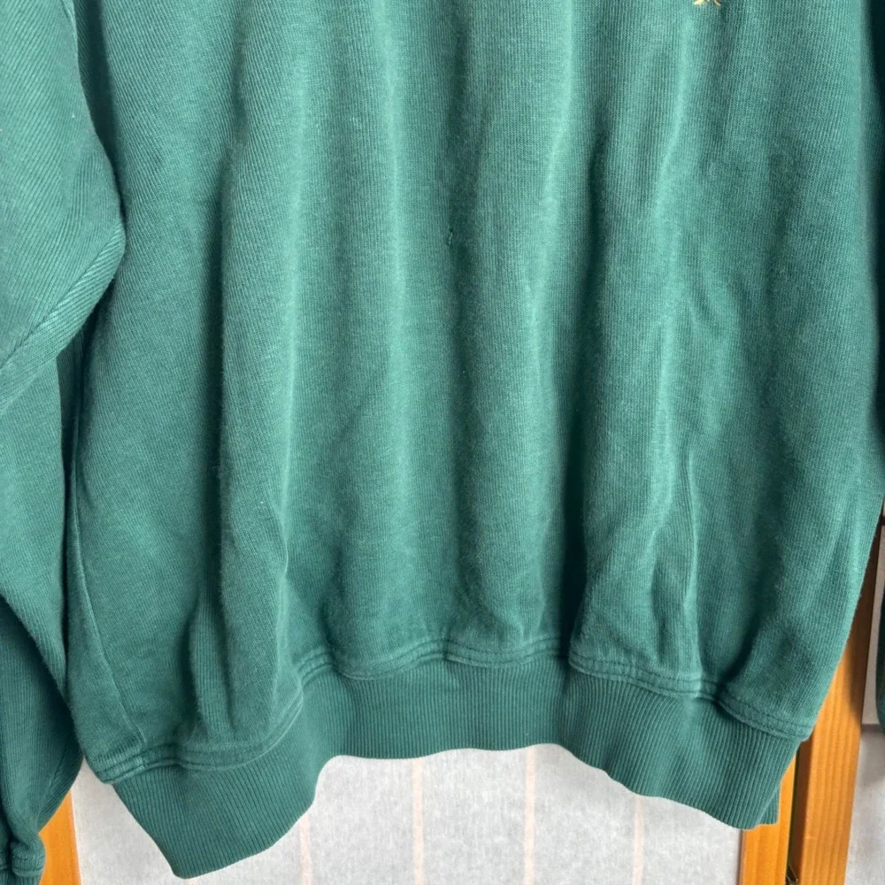 Vintage Jantzen Mens Green Long Sleeve Polo‎ Sweatshirt Made in USA Size M FLAW